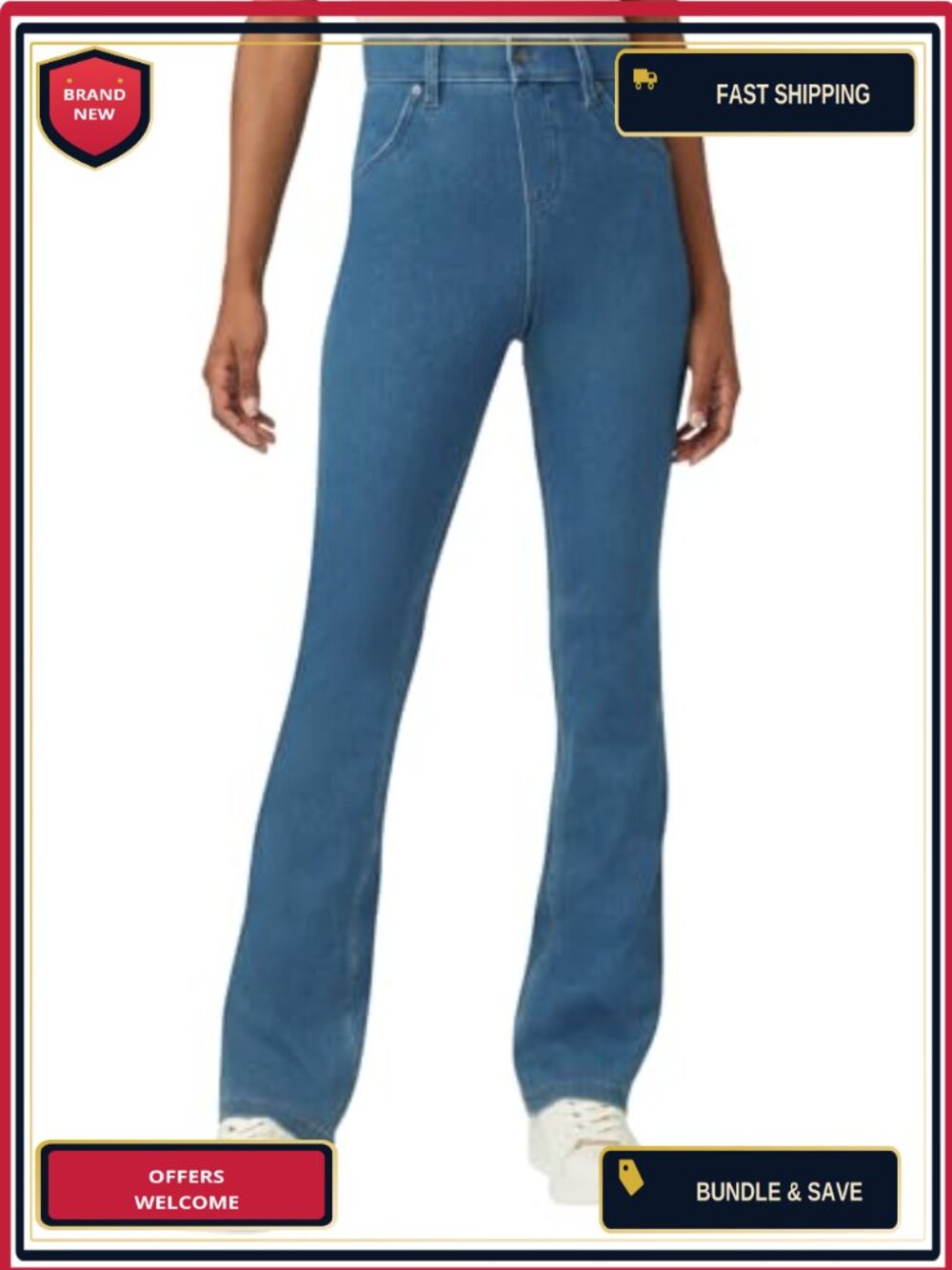 Ultra Soft High Waist Denim Leggings Bootcut Pull On